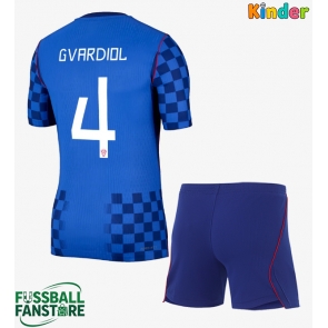 Kroatien Josko Gvardiol #4 Replik Auswärtstrikot Kinder WM 2026 Kurzarm (+ Kurze Hosen)